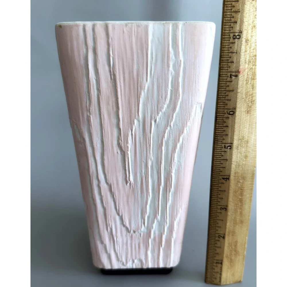 Vintage 1950s-60s Shawnee Pottery Pink Bark MCM Planter Vase 8.25